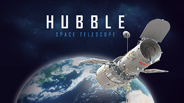 A 3D PowerPoint template about the Hubble space telescope.