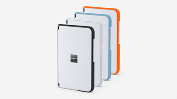 Surface Duo 2 with bumper in 4 different colors